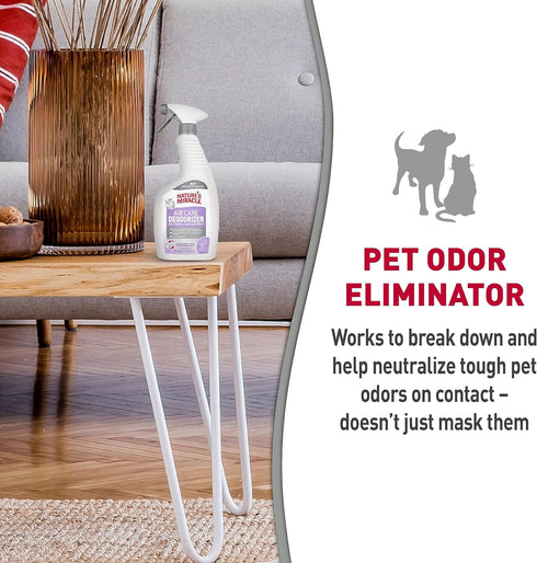 Nature’s Miracle Air Care Deodorizer Spray, Lavender & Vanilla Scent, 24 Ounces, Pet Odor Eliminator for Air, Fabric,