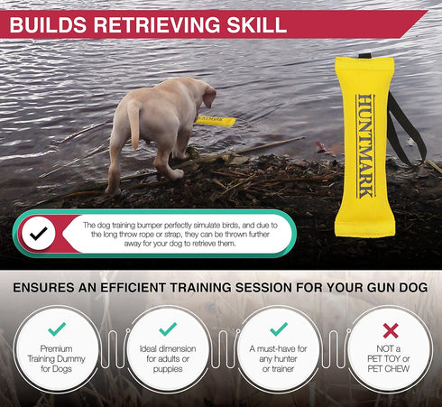 Firehose Puppy Training Dummy 9.5” x 2.5” - Durable Training Bumper for Waterfowl Sporting Dogs