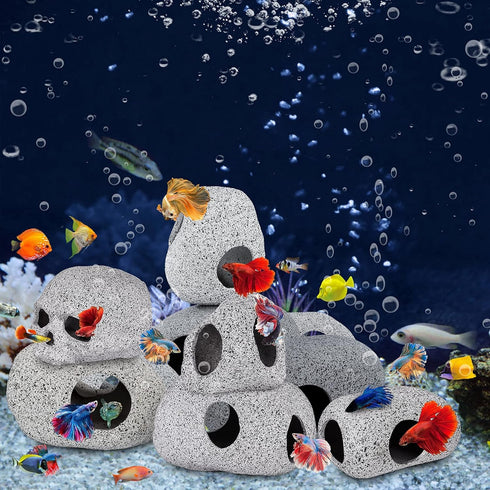Aquarium Decorations Cave Fish Tank Accessories, Rock Decor for Shrimp Cichlid Hiding Breeding Small Fish Bowl Hideout