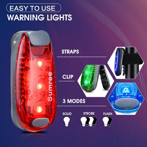 Lights(4 Pack).Clip LED Safety On Strobe&Running Lights.High Visibility Accessories Gear for Your Reflective,Bicycle