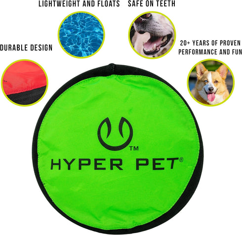 Hyper Pet Flippy Flopper 9" Flying Disc - Soft Dog Toy, Floats in Water, Pack of 5 (Colors May Vary)