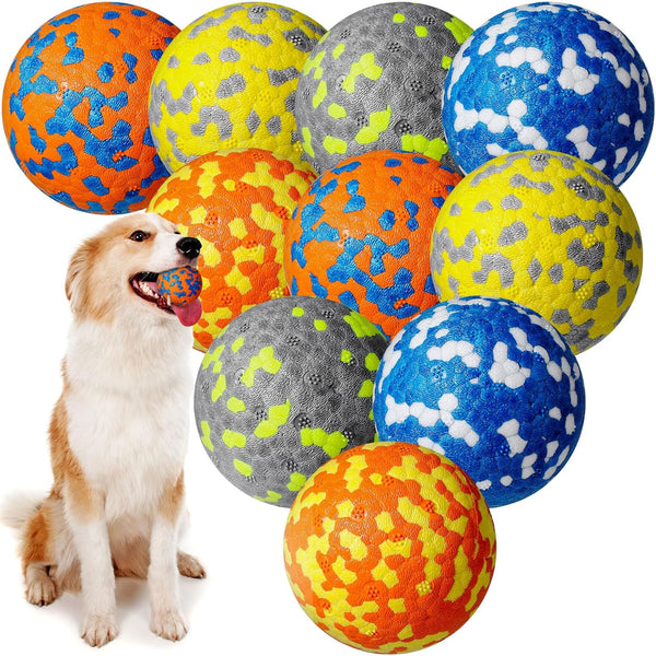 Leyndo 10 Pack Dog Balls for Aggressive Chewers - 2.5" Interactive Tennis Balls for Dogs of All Sizes