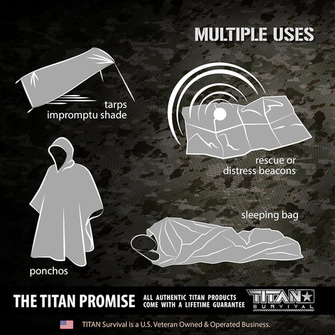 Titan Survival Extra-Thick Emergency Mylar Sleeping Bag, Designed for NASA Space Exploration, 36" x 78"
