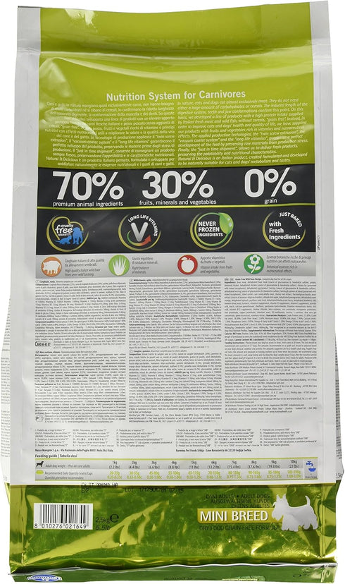 5.5-Pound Natural And Delicious Wild Boar Grain-Free Formula Dry Dog Food, Small Bites Kibble Size