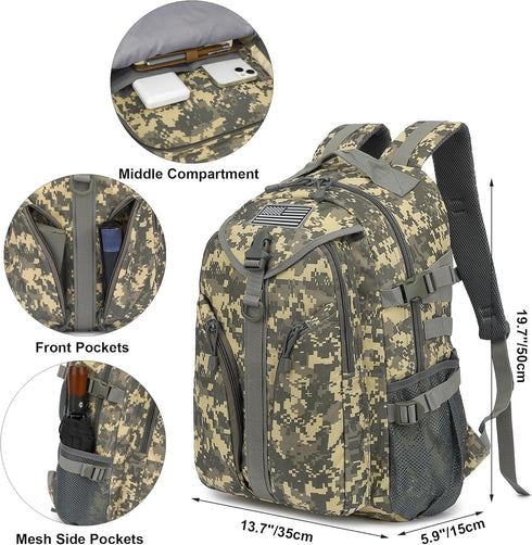 Tactical Backpack for Boys, School Backpacks for Mens College, Bookbags for Kids Teens Adults Camping Hiking Traveling
