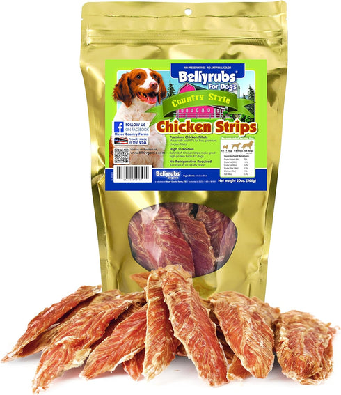 Country Style Chicken Strips 20oz for Small to Large Dogs | All-Natural Gluten & Grain Free Jerky Treats | High Protein