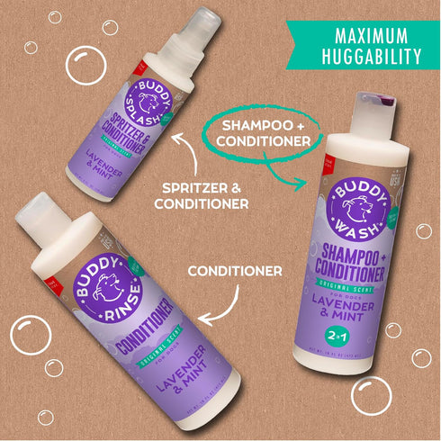 2 1 16 oz. Buddy Grooming Wash in Dog Shampoo, Lavender & Mint, Bottle