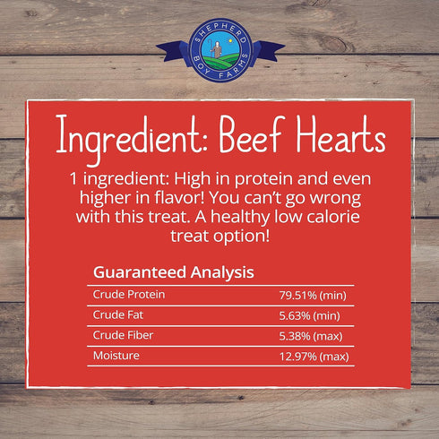 8oz Shepherd Boy Farms Freeze Dried Dog and Cat Treats, Beef Heart, All Natural Single Ingredient Freeze-Dried Dog
