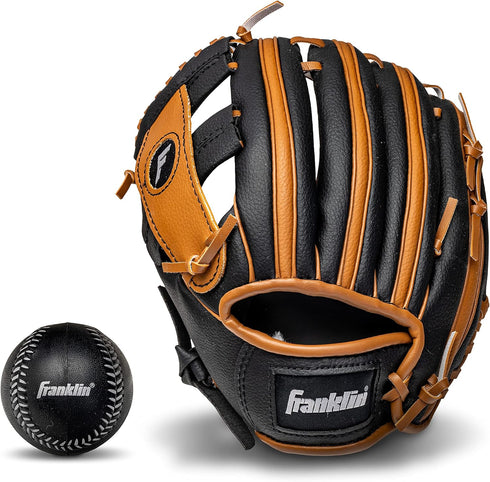 Franklin Sports Kids Baseball Gloves - RTP Youth Teeball Glove + Ball Set - 9.5" Mitt Set for Boys + Girls