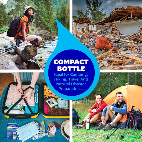 Potable Aqua Water Purification Treatment, Portable Drinking Water Treatment for Camping, 50 Tablets, Black, Single Pack