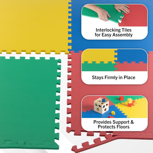 Stalwart 4-Pack 16 EVA Foam Mat Tiles - SQ FT Interlocking Padding for Playroom or Gym Flooring - Workout Mat or Baby