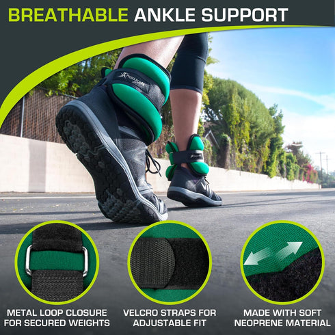 ProsourceFit Ankle, Wrist and Arm Weights Set of 2, Adjustable Strap 1 lb-5 lb, 10 lb for Men Women