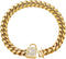 Gold Dog Collar with Zirconia Buckle, Metal Puppy Cuban Link Chain Bling Collar for Small Medium Large Dogs (14MM, 26")