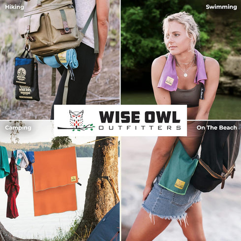 Backpacking, Wise Owl Outfitters Microfiber Camping Towel - Quick Dry Towel for Travel, Hiking, Beach, Gym & Yoga