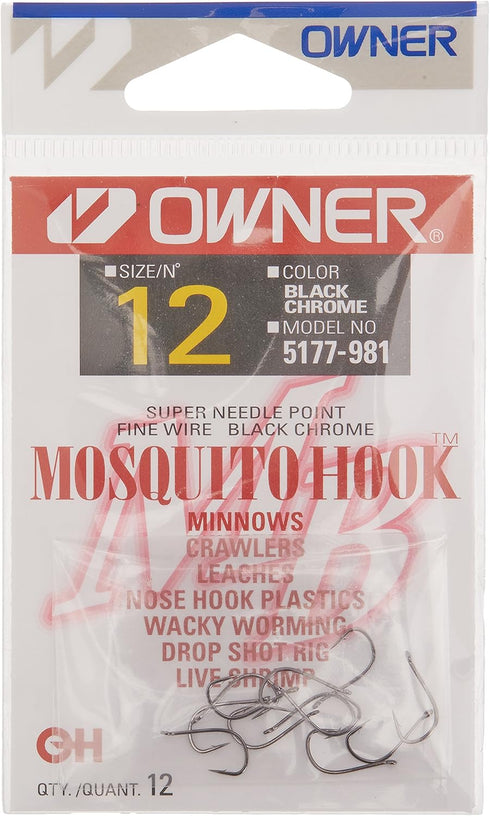 Owner American Mosquito Hook, #14, Chrome, 12 per Pack