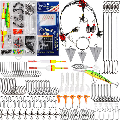 Saltwater Fishing Gear - 180pcs Surf Fishing Tackle Kit with Various Accessories