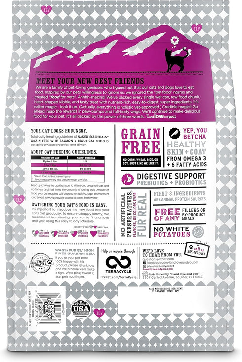 I and Love and You Naked Essentials Dry Cat Food - Salmon + Trout, Grain Free, Real Meat, 3.4lb Bag