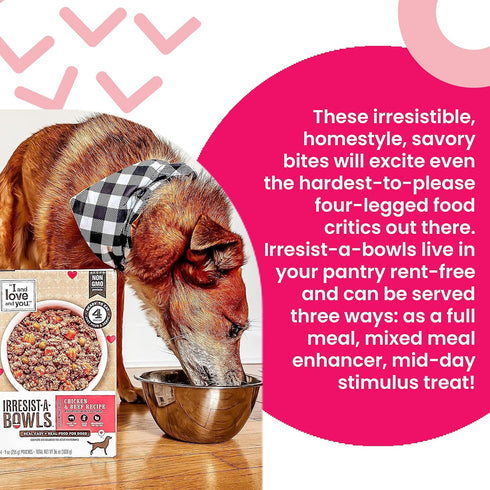 I AND LOVE AND YOU Irresist-a-Bowls Freeze Dried Dog Food - Chicken + Duck, 9oz Pouch, 4pk