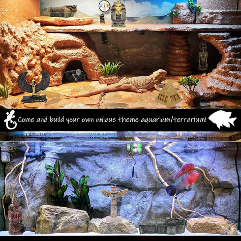 Egyptian Cat Bastet Fish Tank Decorations, Ancient Egypt Décor Sculpture for Reptile Turtle Tanks