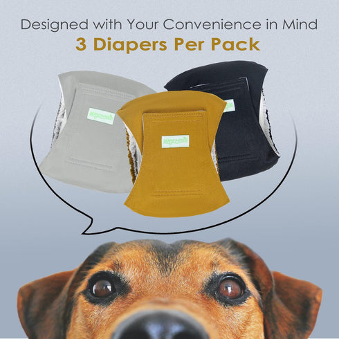 Wegreeco Washable Male Dog Belly Wrap - Pack of 3 - Small (Gold, Black, Grey)