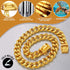 Gold Chain Dog Collar - 15mm Cuban Link with Secure Snap Buckle, 18K Gold Plated Stainless Steel, Includes Dog Tag &