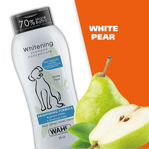 Wahl USA Whitening Shampoo for Pets - White Pear Scent, 24 oz - Model 820001A - Whitening & Odor Control
