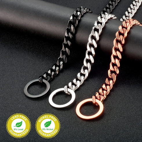 Dog Chain Collar High Rose Gold Polished 19MM Stainless Steel Cuban Link for Small Medium Big Dogs (26", RG)