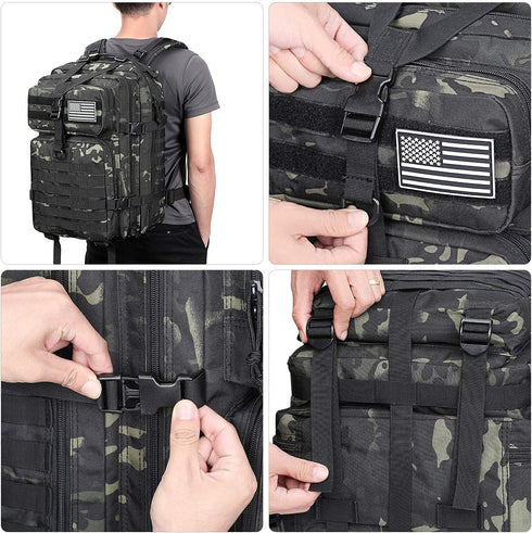 Prospo 40L Military Tactical Shoulder Backpack, Molle Bag Pack for Assault Survival, Fishing Tackle Storage