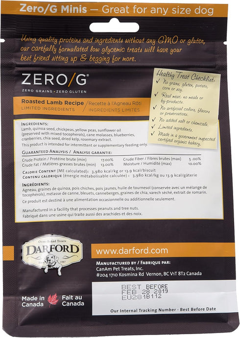 Zero/G Roasted Lamb Recipe Mini Dog Treats - 6 oz