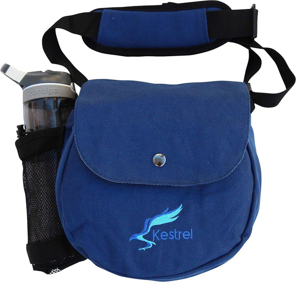Kestrel Black Disc Golf Bag - Fits 6-10 Golf Discs + Bottle - Durable Canvas - Small Sling/Shoulder Bag for Men & Women