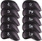Premium Magnetic Leather Golf Club Head Covers - Set of 10, Fits Most Clubs, Embroidered Club Label