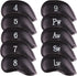 Premium Magnetic Leather Golf Club Head Covers - Set of 10, Fits Most Clubs, Embroidered Club Label