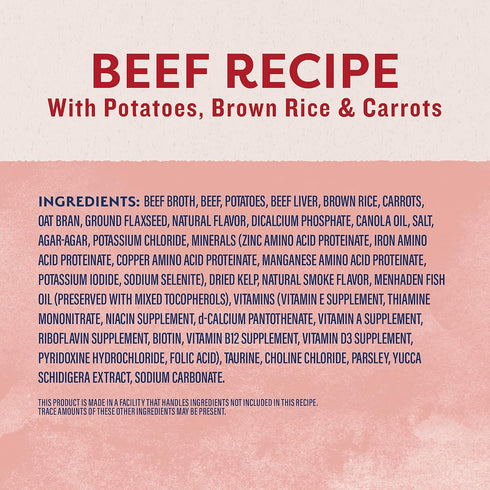 13 (Pack 12) Natural Balance Ultra Premium Wet Dog Food, Beef Formula with Potatoes, Carrots & Brown Rice, Ounce Can