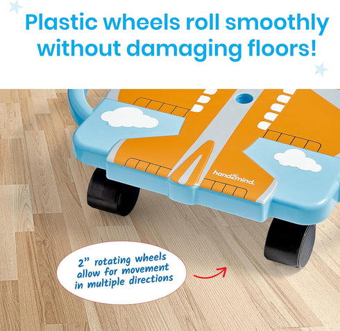 hand2mind Orange Plane Glider Scooter Board, Floor Scooter Board, Gross Motor Toys, Kids Exercise & Physical Education