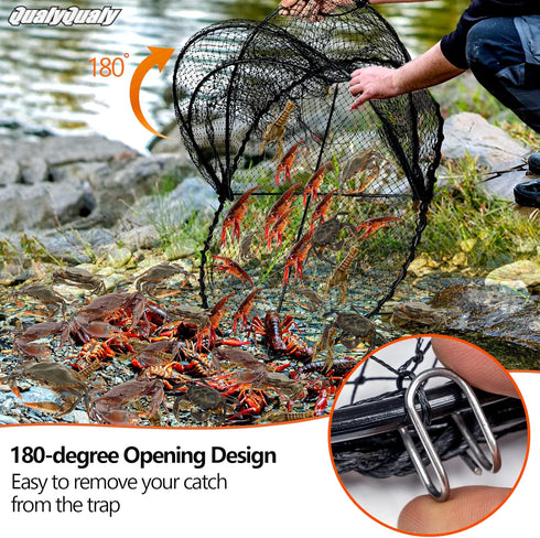 2PCS 3.7" QualyQualy Crawfish Trap, Crab Traps for Blue Crabs Crayfish Crawdad Trap Two Entry Holes Minnow Bait Trap