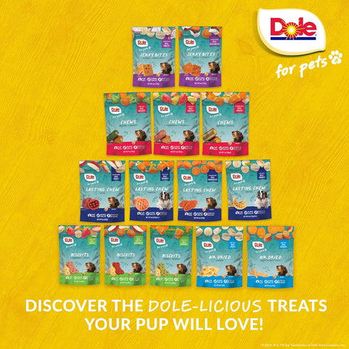 7 Oz Dole for Pets Dog Biscuits Assorted Apple + Carrot Mix, Real Fruit and Vegetable Flavor Vegan Crunchy Treats, No