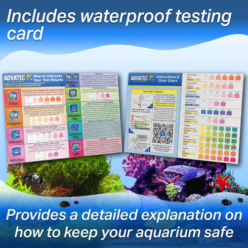 9 in 1 Aquarium Test Strips for Salt & Freshwater, Fish Tank Tester Kit for Iron, Copper, Carbonate, pH, Nitrate, Nitrite, Chlorine, Total Hardness & Alkalinity - 100 Count