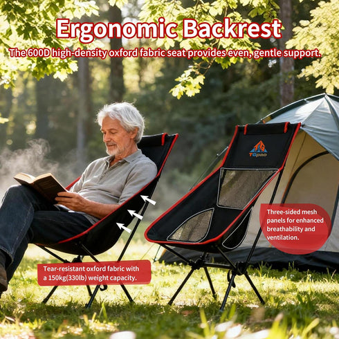 Lightweight Folding Lawn Chairs with Carry Bag,Stable and Sturdy Camping Chair with Back Support, Suitable for Fishing