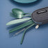 Portable Stainless Steel Flatware Set, Travel Camping Cutlery with Waterproof Case, Green
