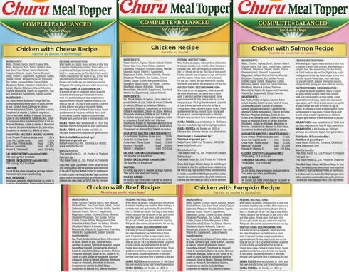 INABA Churu Meal Topper for Dogs, Complete & Balanced, Creamy, Lickable Purée Dog Food Topper, 0.5 Ounce Tube, 20 Tubes (4 per Pack), 5 Flavor Variety