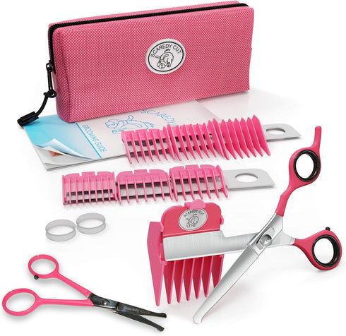 SCAREDY CUT NO Buzz Dog Clippers, Tiny Trim Safety Scissor, Silent Low Noise Grooming Clipper, Right Handed Pink