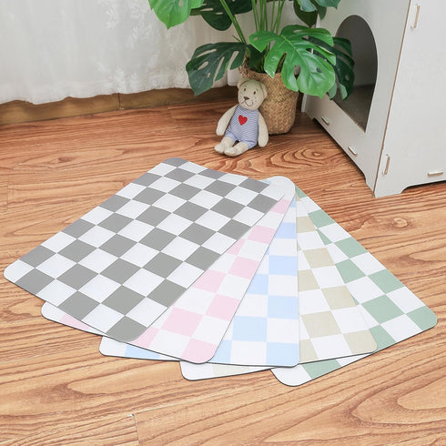 Ralxion Checkered Dog Feeding Mat: Absorbent Pet Placemat for Food and Water Bowls, Retro Modern Aesthetic, 12" X19”