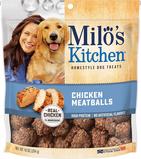 Milo's Kitchen Homestyle Dog Treats, Chicken Meatballs, 10 Ounce, High Protein, No Artificial Flavors