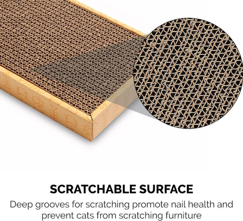 Furhaven Reversible Scratching Board w/ Catnip for Indoor Cats, Classic Corrugated Cat Scratcher Pad, Yellow
