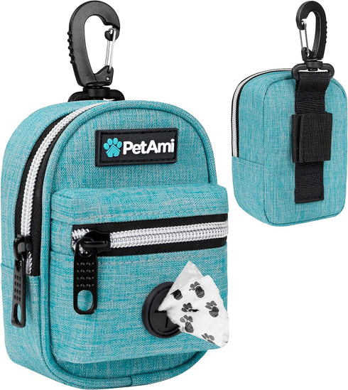 PetAmi Dog Poop Bag Holder for Leash, Pet Waste Dispenser with Clip, Travel Camping Supplies with Doggy Roll, Blue