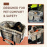 Kumdita' Center Console Car Seat & Carrier for Small Dogs & Cats with Dual Over-Seat Straps, Sewn-in Safety Leash & PE