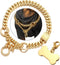 Jewelry Kingdom Gold Dog Martingale Collar Metal Chain with Design Secure Buckle Dog Tag, 18K Cuban Link 15MM (Strong