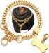 Jewelry Kingdom Gold Dog Martingale Collar Metal Chain with Design Secure Buckle Dog Tag, 18K Cuban Link 15MM (Strong