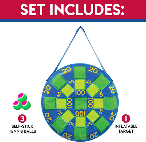 3 20 20 Franklin Sports Kids Dart Board - Inflatable Dart Ball Game with Tennis Ball Self-Stick Darts - X