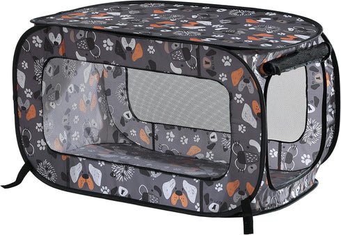 Beatrice Home Fashions Portable Collapsible Pop Up Kennel, Travel Cat and Dog Crate, 32.5" L x 19.5" W x 19.5" H